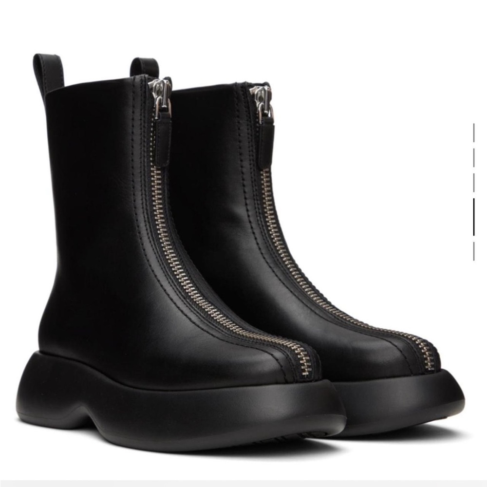 3.1 Phillip Lim Black Leather Front-Zip Boots Size 40 (fits like US 9.5–10)